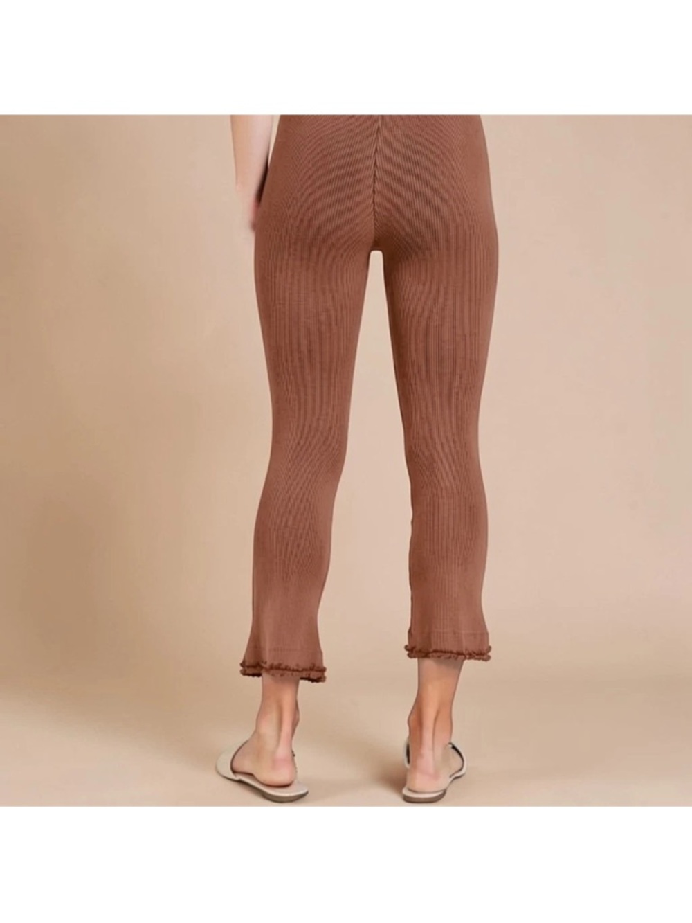 Free People Rust Ribbed Crop Cropped Pants size M - Picture 3 of 5